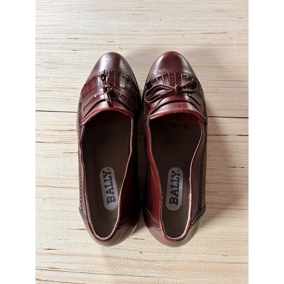 BALLY ITALY MEN\'S BURGUNDY KILTIE LOAFERS DRESS/CASUAL SHOES SIZE 8 D main image 7
